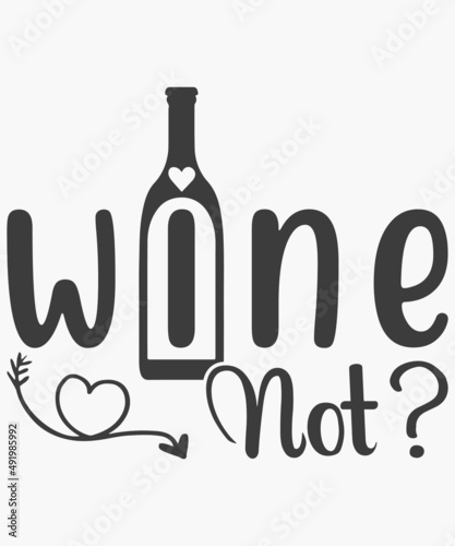 Wine not? Funny saying for cafe and bar poster, t-shirt design. Brush calligraphy on spoiled wine stain.