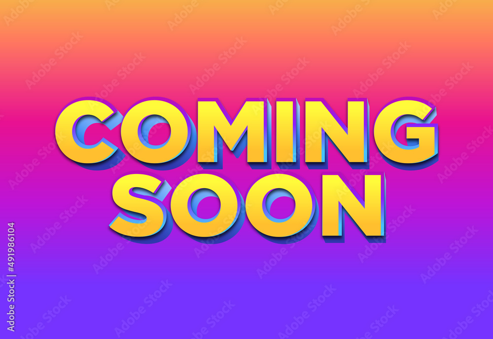 Coming soon vector lettering. Promotion or announcement banner.