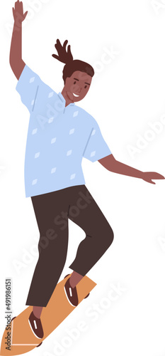 African American Skater Performing Tricks on Skateboard Illustration