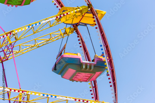view of Ferris wheel in amusement park at Enez / Sunset time at Ferris wheel in amusement park 