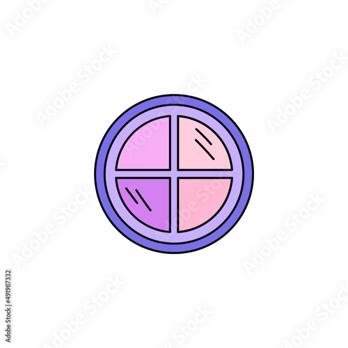 Cosmetics palette doodle vector illustration, highlighter, eye shadows simple illustration