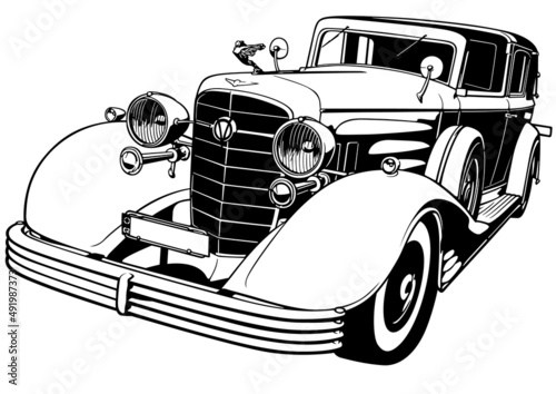 Drawing of a 1930s Vintage Car