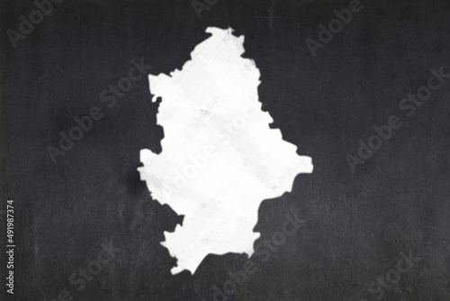 Map of Donetsk drawn on a blackboard