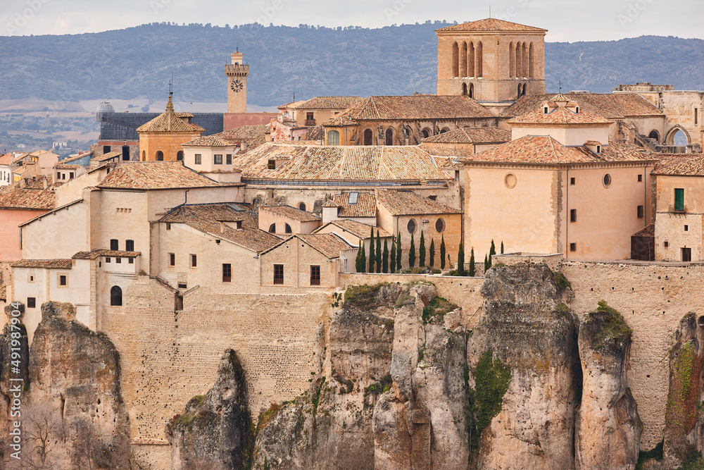 Cuenca picturesque old buildings. Rey viewpoint. Castilla La Mancha. Spain