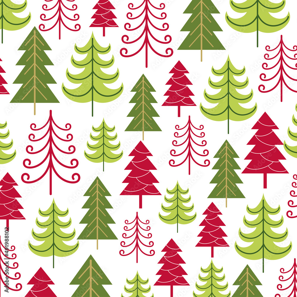 Obraz premium christmas seamless pattern with christmas trees