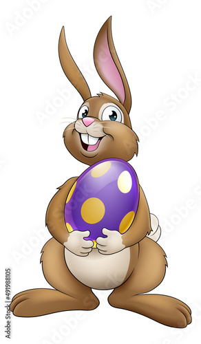 Easter Bunny Cartoon Rabbit With Giant Egg