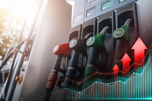 Fototapeta Price increase of fuel. Shot of modern gas station in daytime