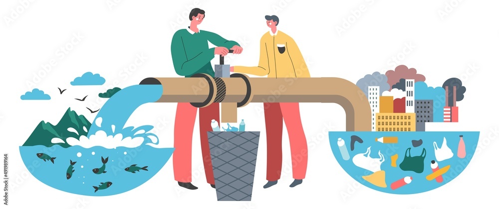 Naklejka premium Purification an filtration of water, recycling