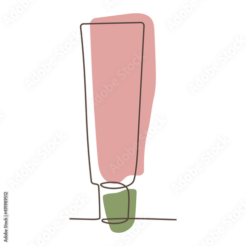 Cosmetics tube pack of cream or gel for skin care products. Continuous one line drawing. Single line art. Vector