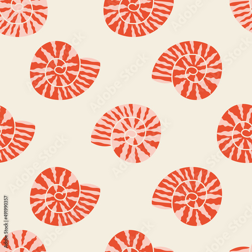 Seashells vector seamless pattern design. Cute seashell pattern in natural-earth tones perfect for trendy ocean themed designs. 