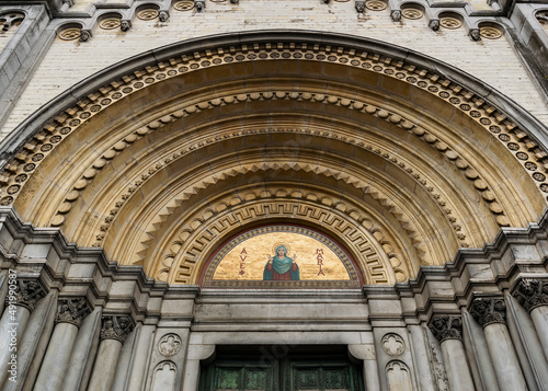 A view of the Saint Mary's Royal Church entrance portal, Brussels, Belgium