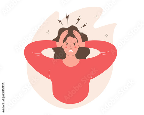 Anger, explosion, Irritation, stages emotional outburst, negative emotions concept. Young woman expressing rage and anger.