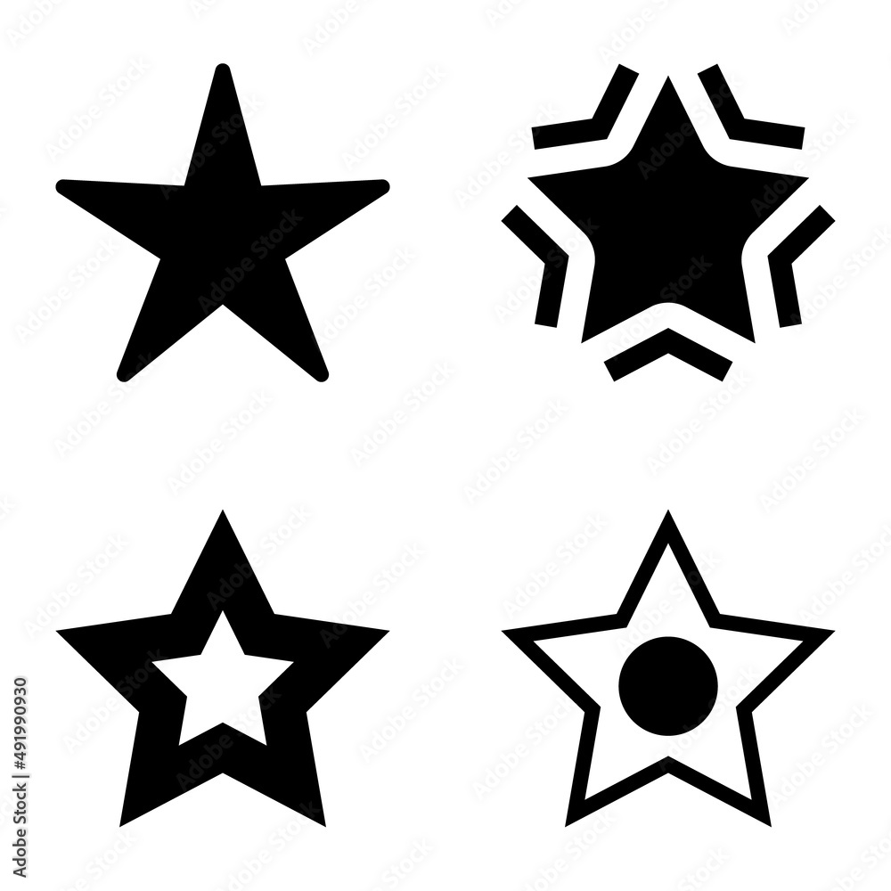 Obraz premium Stars Flat Icon Set Isolated On White Background