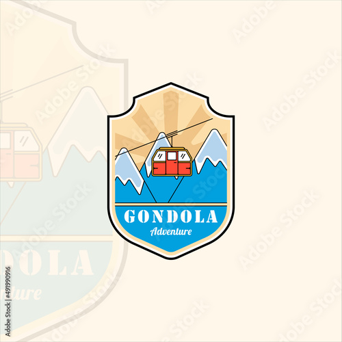 cable car or gondola emblem logo modern vintage vector illustration template icon graphic design. transportation business travel for vacation at mountain sign and symbol with badge
