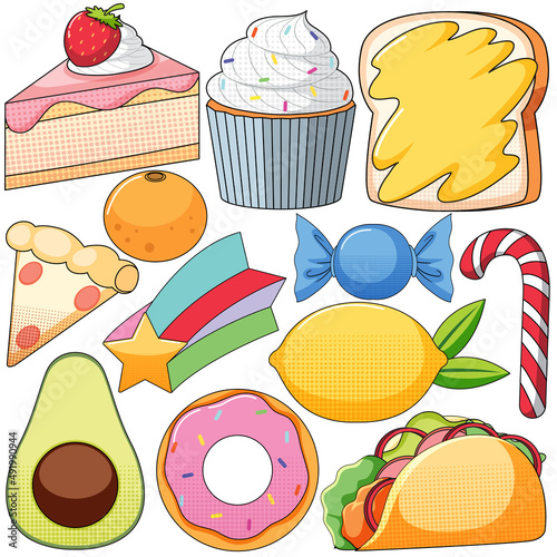 Set of vintage style cartoon on white background
