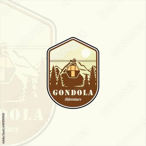 cable car or gondola emblem logo vintage vector illustration template icon graphic design. transportation business travel for vacation at mountain sign and symbol with badge