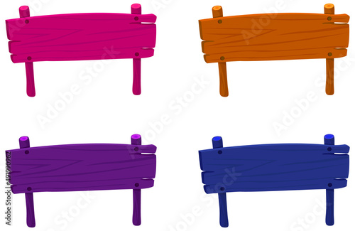 Set of wooden sign banner in colour