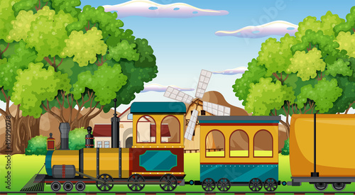 Train with natural scene