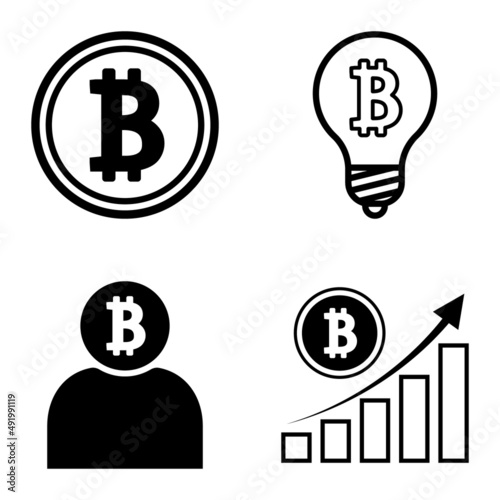 Bitcoins1-2 Flat Icon Set Isolated On White Background