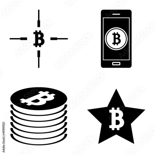 Bitcoins1-2 Flat Icon Set Isolated On White Background