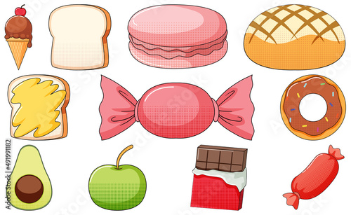 Set of vintage style cartoon on white background