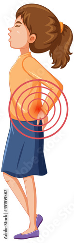 A woman lower back suffering from ankylosing spondylitis
