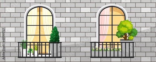 Apartment building balcony facade