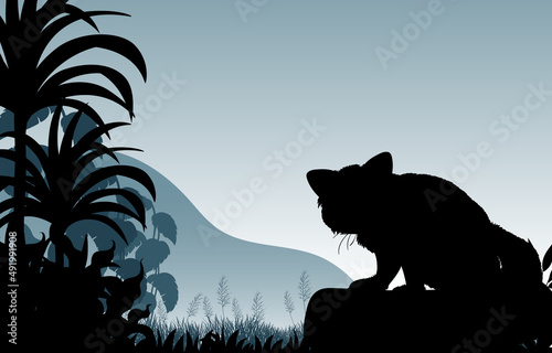 Silhouette shadow of forest scene