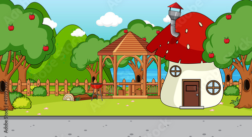 A simple house in nature background