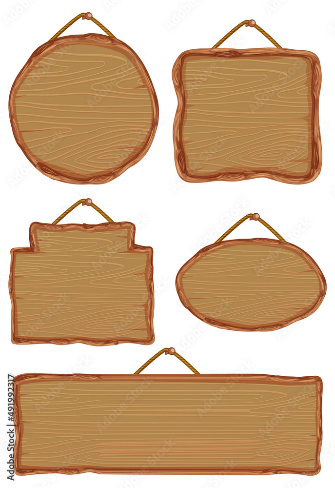 Set of different wooden sign boards Set of different wooden sign boards