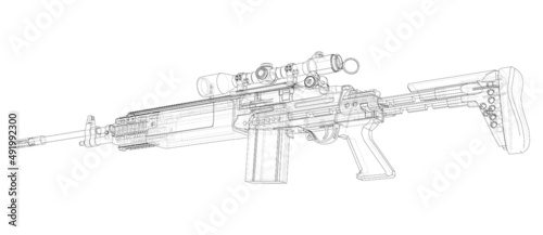 Machine Gun. Vector rendering of 3d