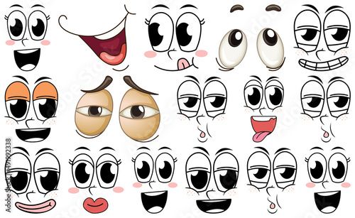Set of facial expression on white background