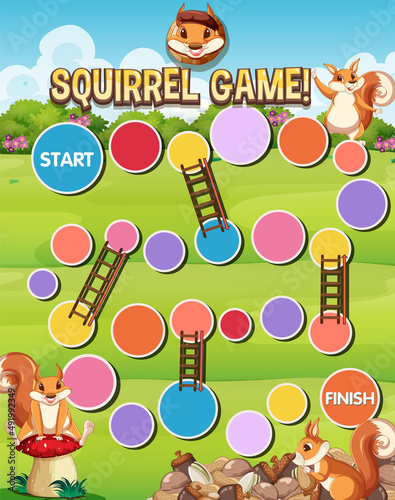 A snake ladder squirrel game template