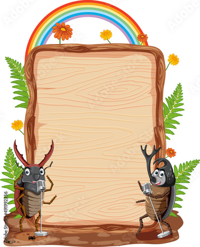 Insect with wooden frame board banner