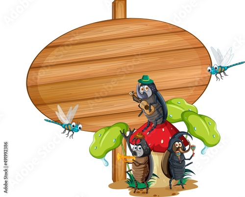 Blank oval wooden signboard with animal