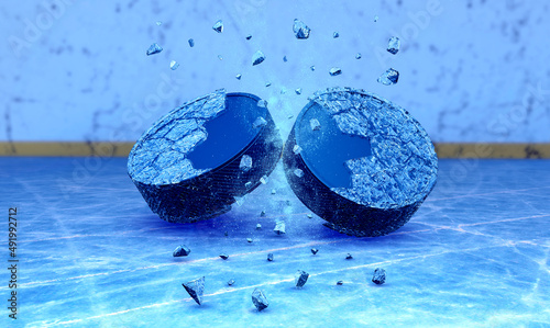 Photography world championship ice hockey 
hockey nations flying ice hockey puck closeup
3d