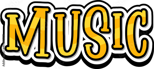 Font design for word music on white background