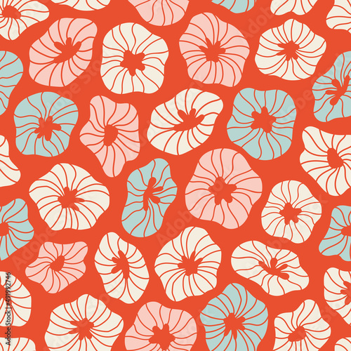 Beautiful vector seamless flower pattern in natural earth tones. Abstract background perfect for botanical or ocean themed projects. Matching patterns available. 