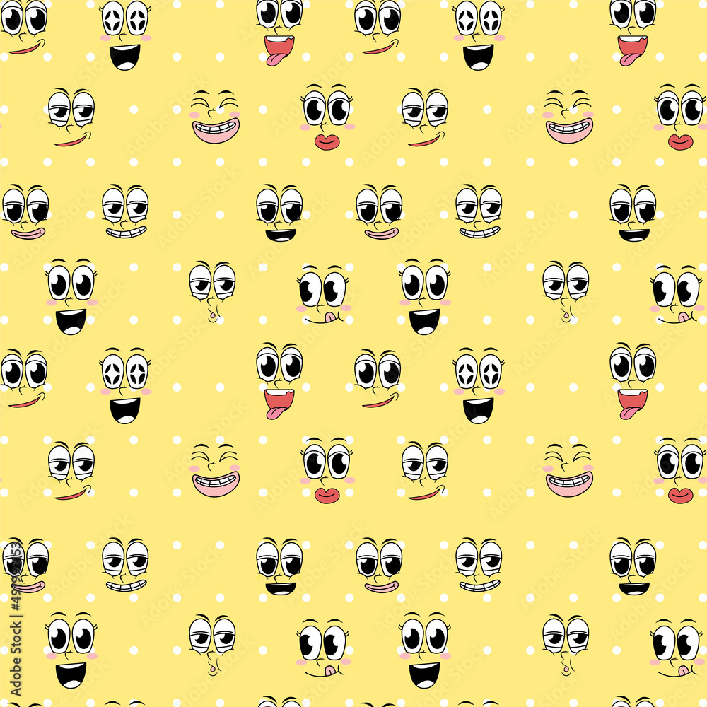 Seamless pattern cartoon on yellow background