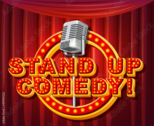 Stand up comedy logo with microphone