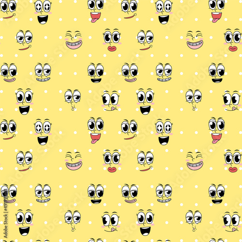 Seamless pattern cartoon on yellow background