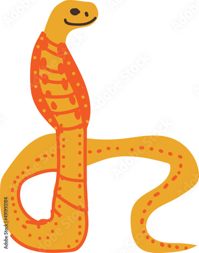 Cobra Elapid Snake as Venomous Species and Wild African Animal Living in Savannah