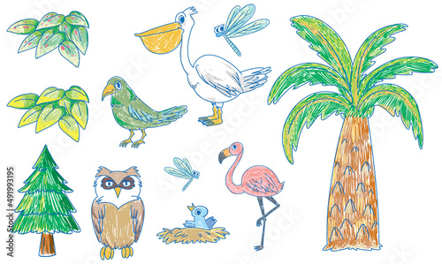 A paper with a doodle design of creature with color