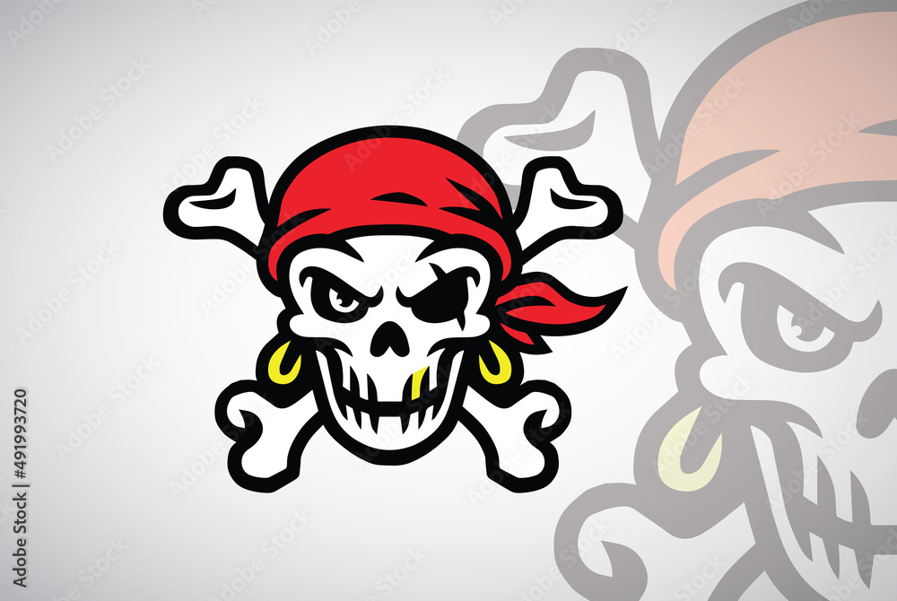 Pirate Skull Head Logo Design Vector Mascot Illustration Icon Art ...