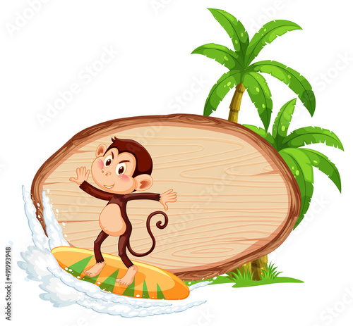 Blank oval wooden signboard with animal