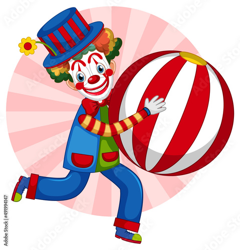 Cute clown performing with ball