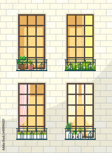 Building facade with windows