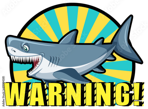 A Marine logo with big blue shark and warning text