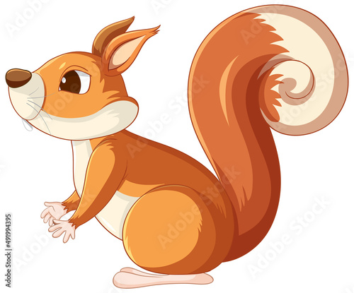 Cute cartoon squirrel on white background