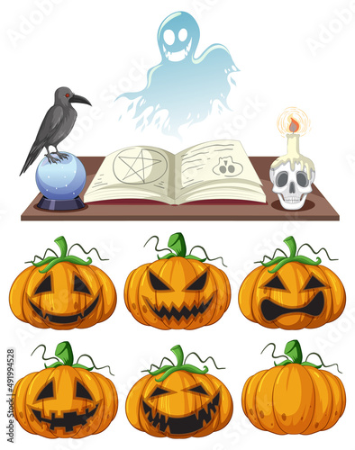 Set of different halloween pumpkin
